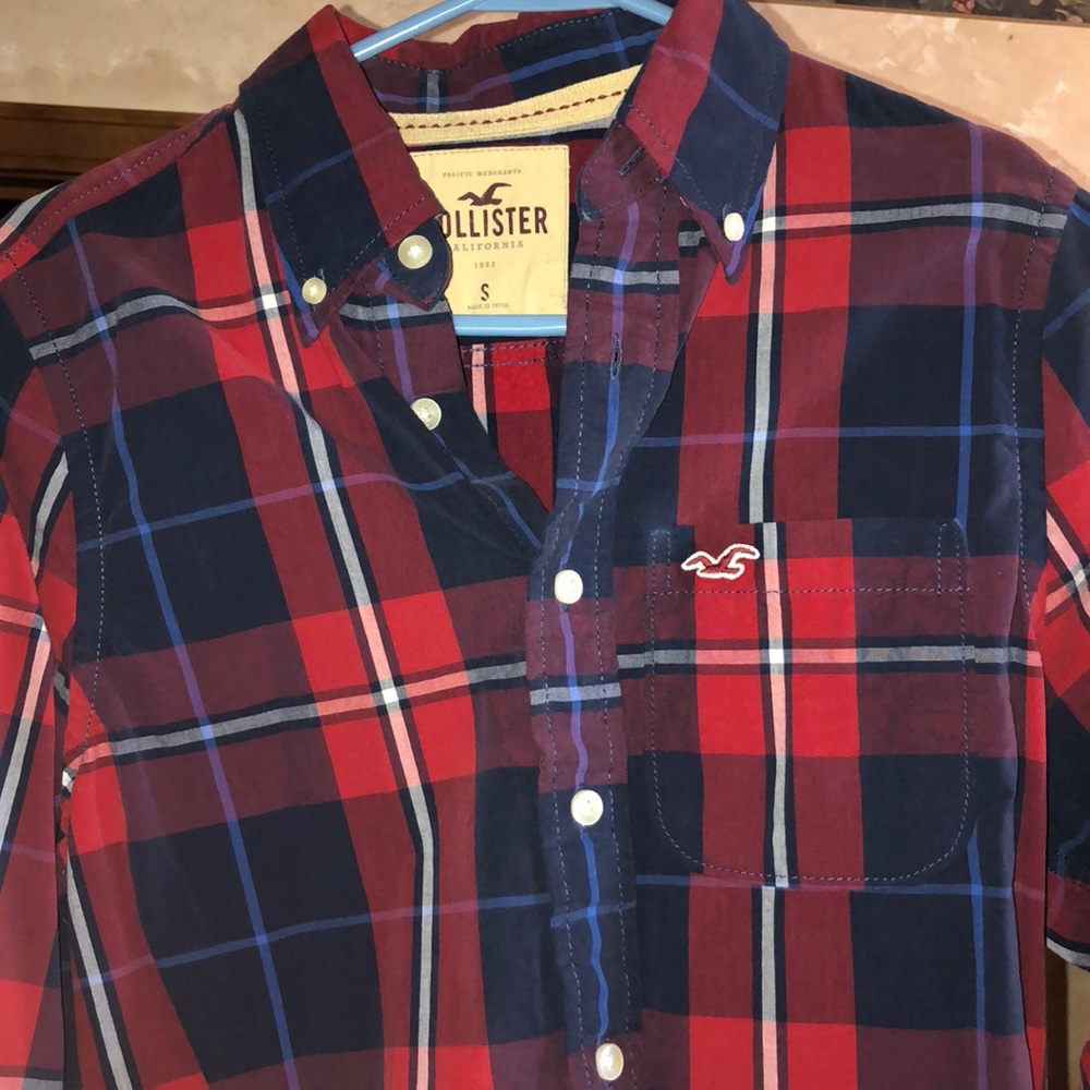 Red and Blue plaid Hollister Button shirt
